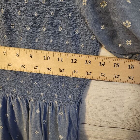 Old Navy Blue M floral short sleeve cottagecore Y2K summer beach coastal dress - Picture 6 of 9